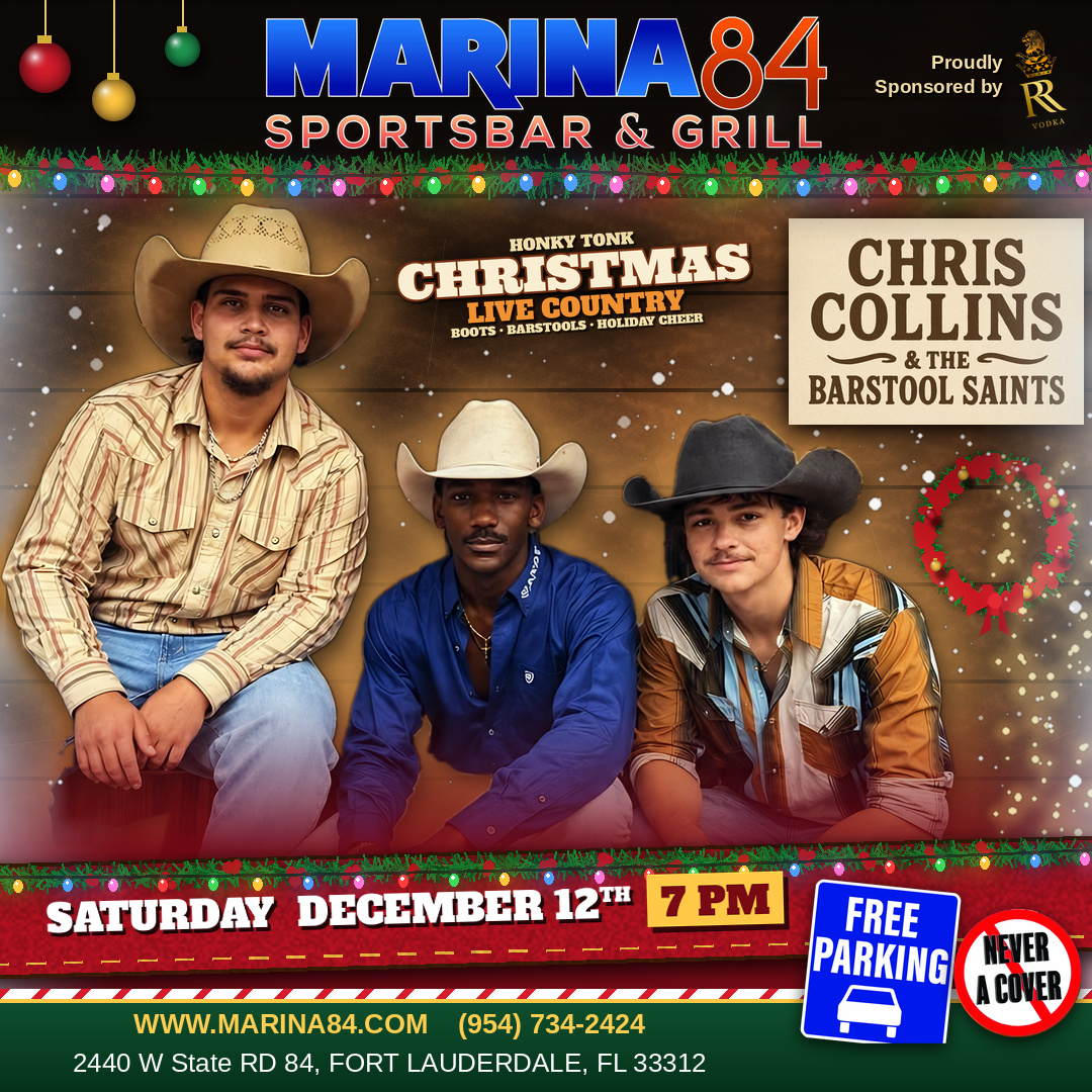 Chris Collins & The Barstool Saints live music, Saturday December 12, 7 PM