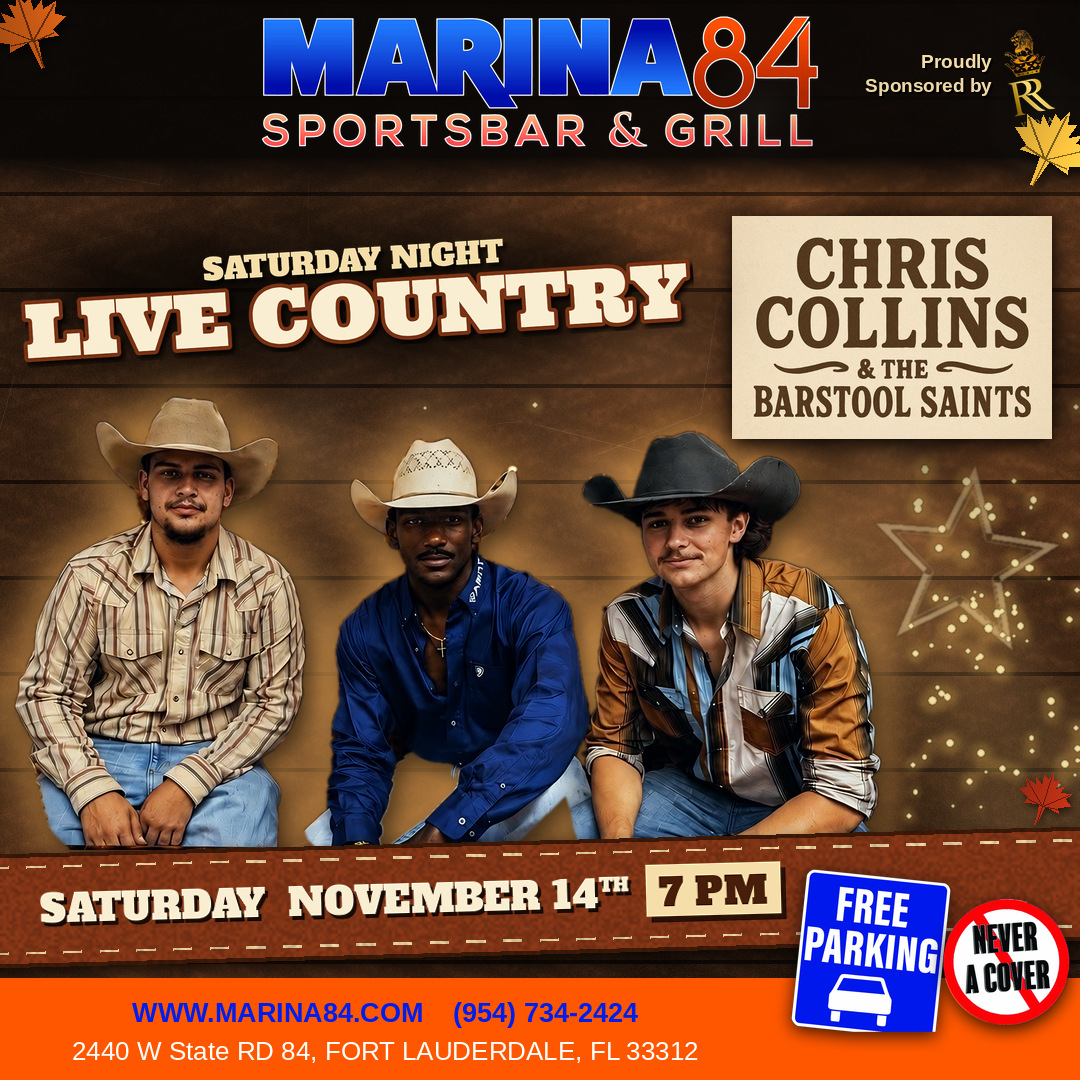 Chris Collins & The Barstool Saints live music, Saturday November 14, 7 PM