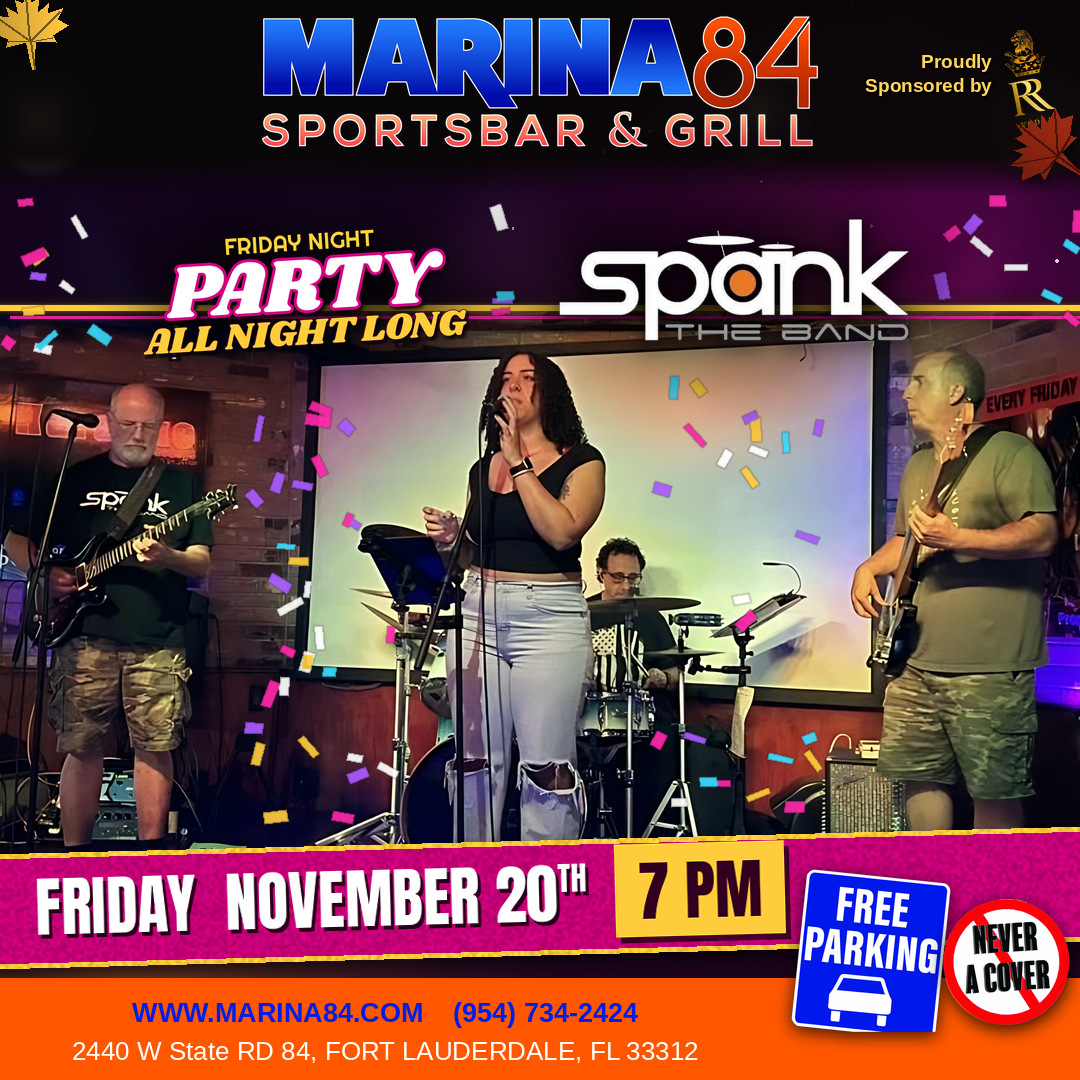 Spank the Band live music, Friday November 20, 7 PM