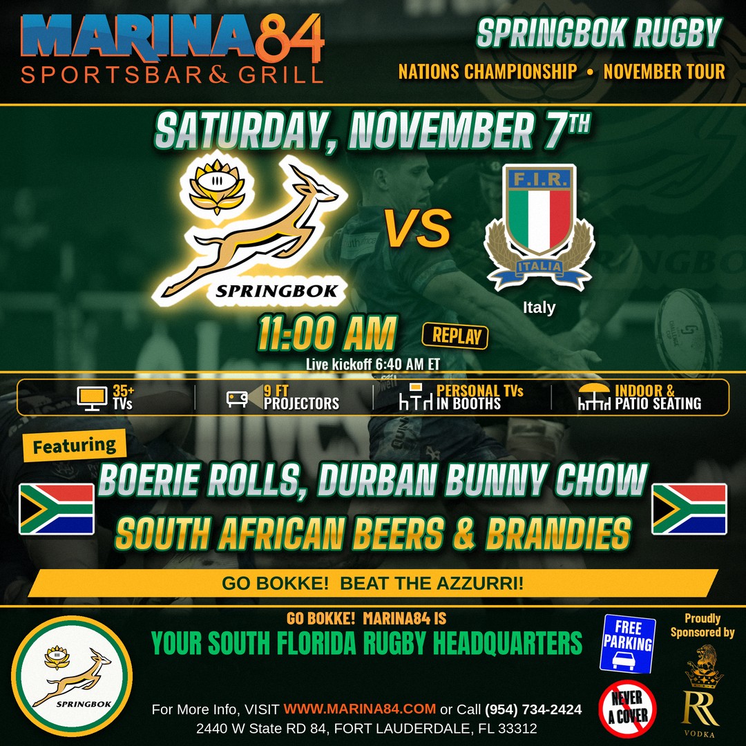 Springboks vs Italy rugby, Saturday November 7, 11:00 AM replay (live kickoff 6:40 AM ET)